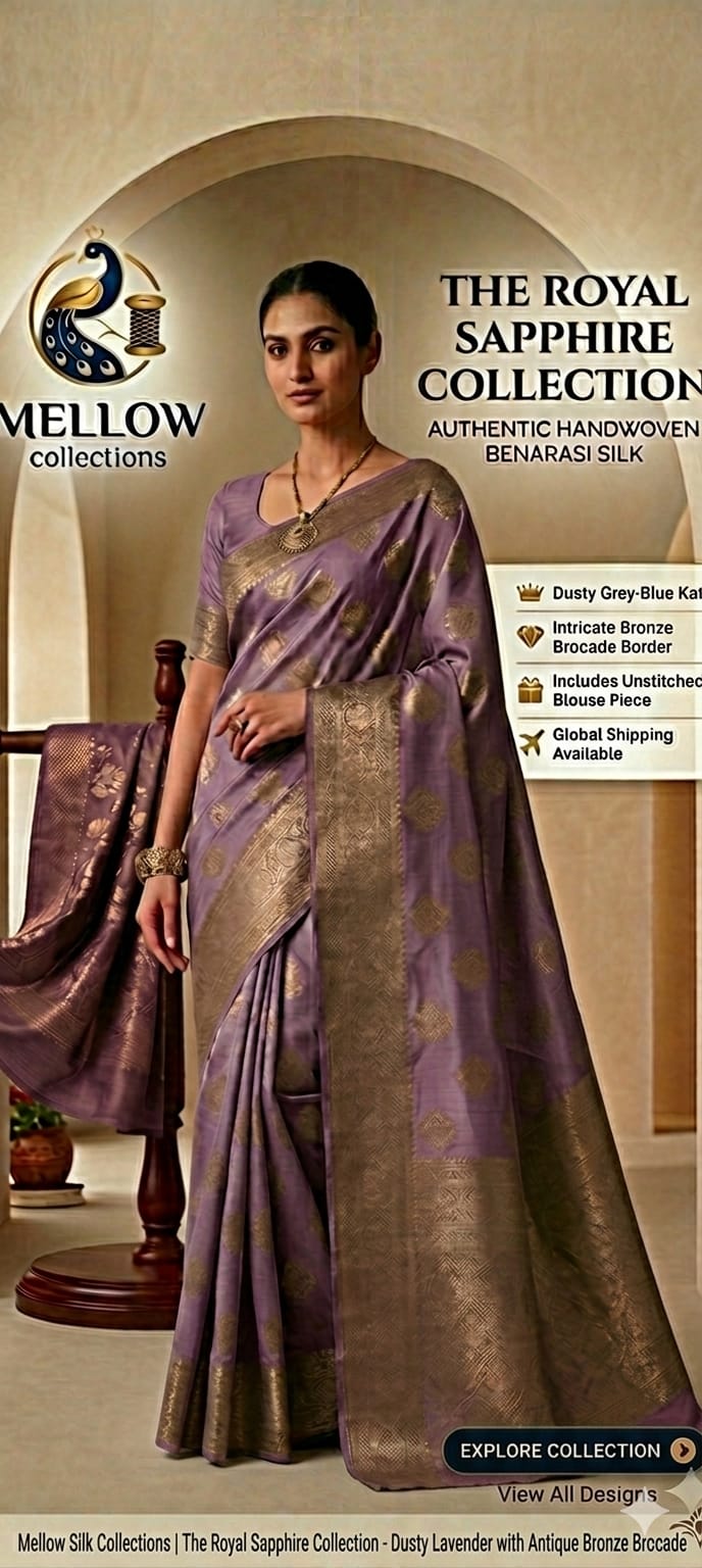 Benaras Silk Saree -Dust Lavender
