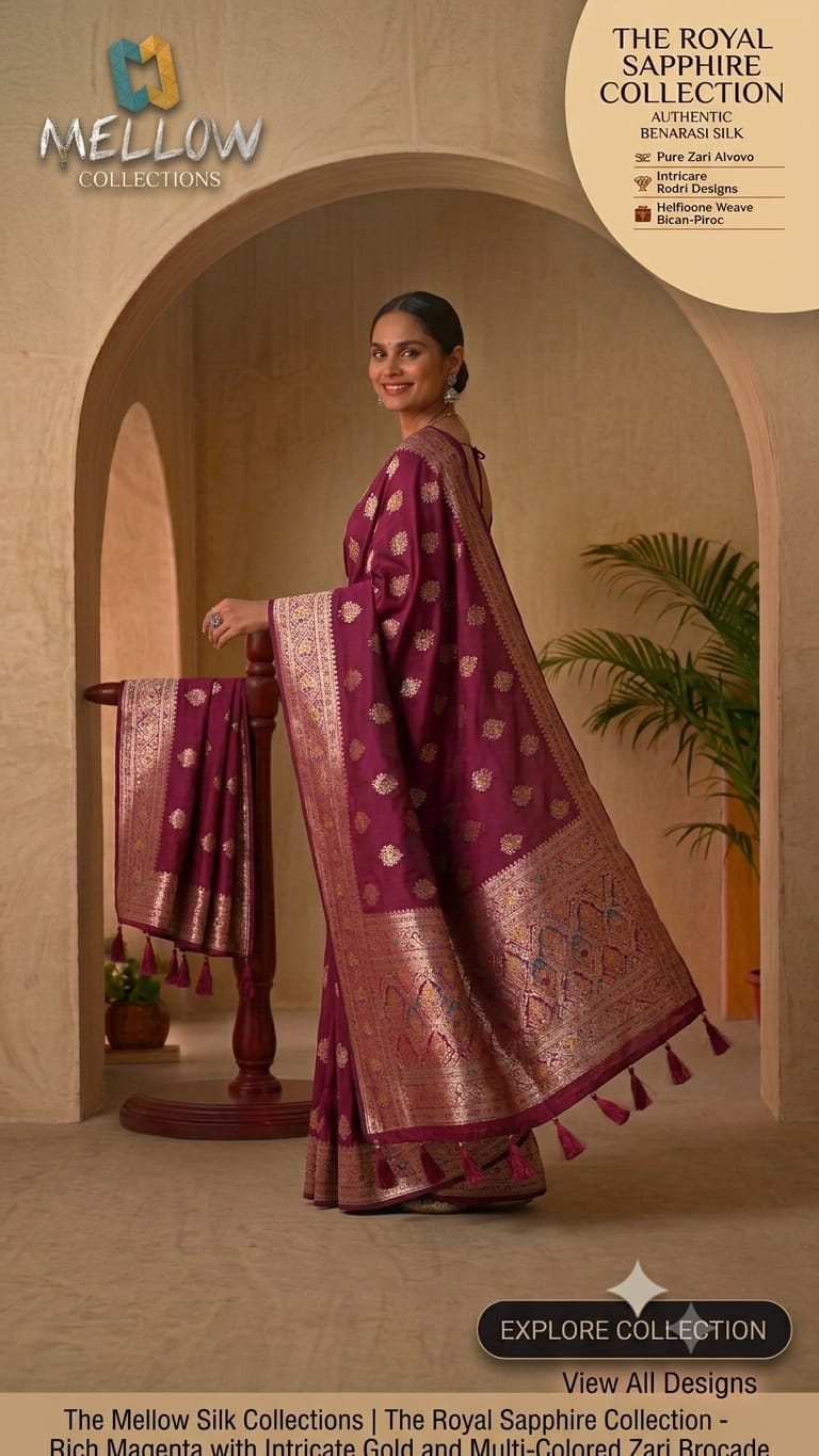 Benarasi Silk - Meroon with Golden Boarder