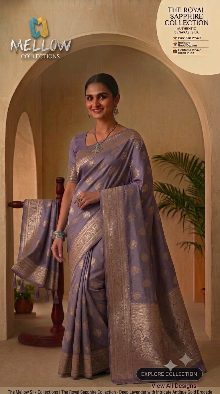 Benaras Silk Saree -Dust Lavender