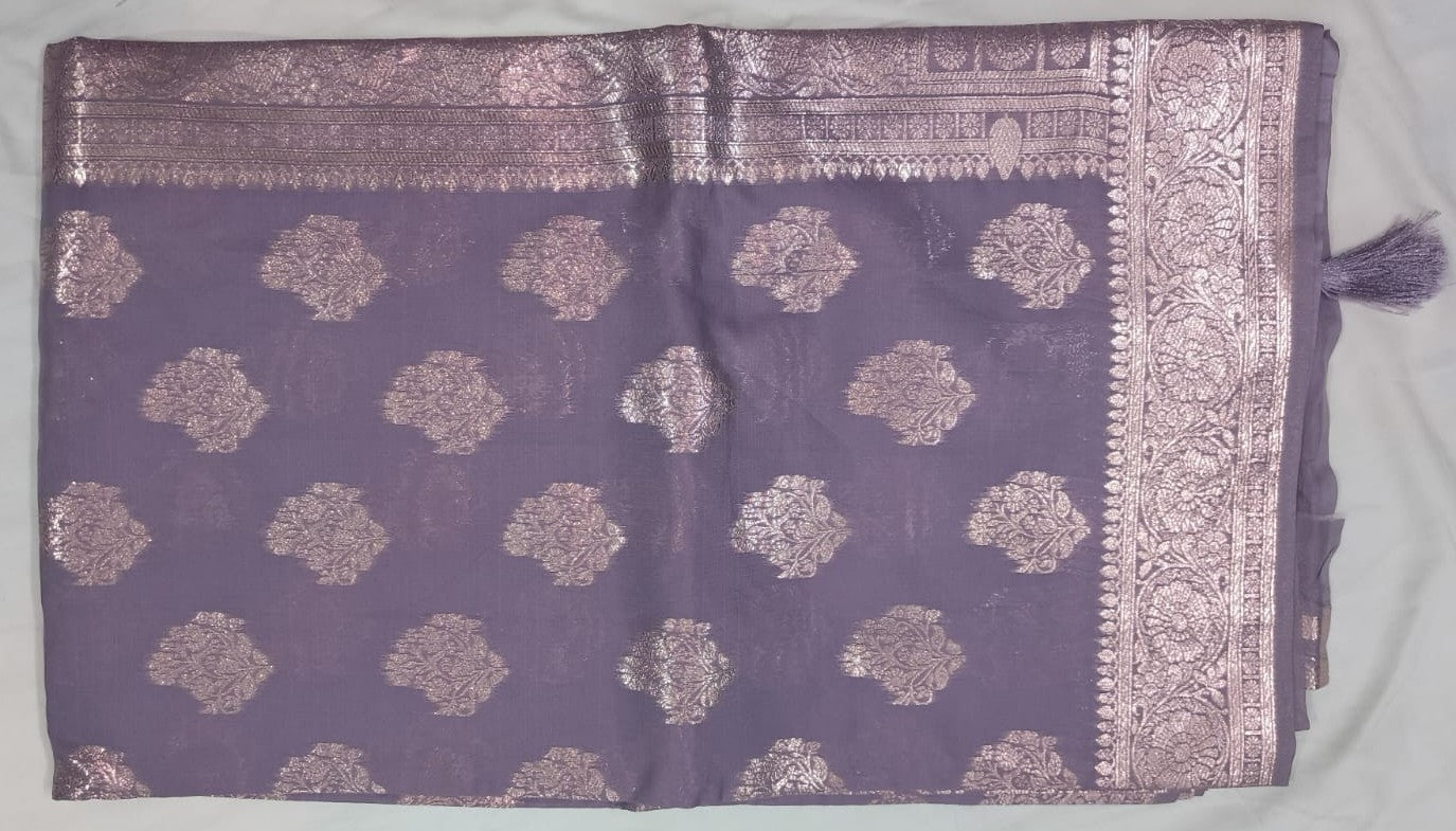 Benaras Silk Saree -Dust Lavender