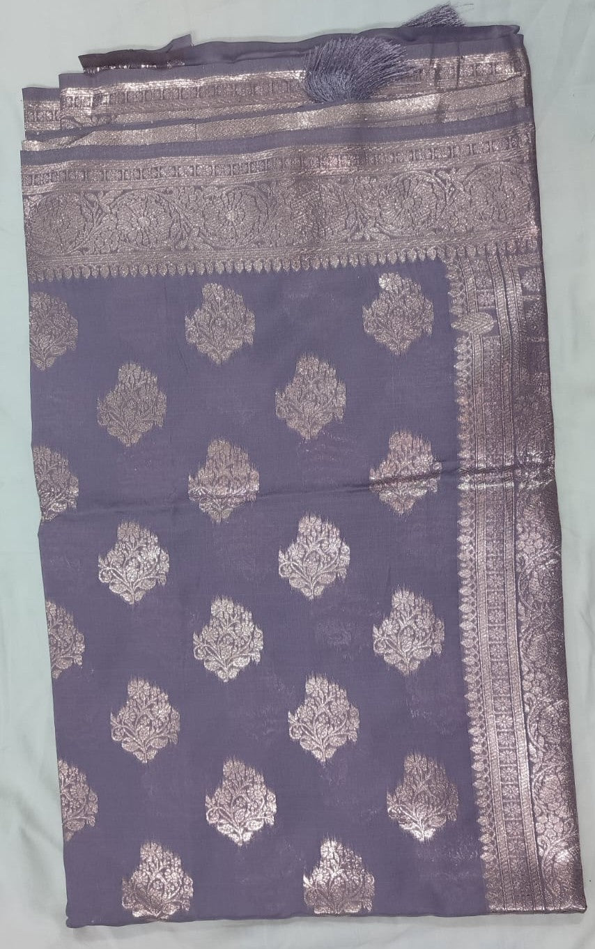 Benaras Silk Saree -Dust Lavender
