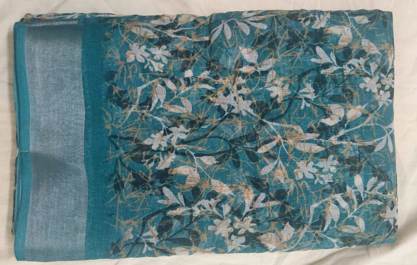 LINEN SILK- LIGHT BLUE- Linen Boarder Satin Fancy Sarees