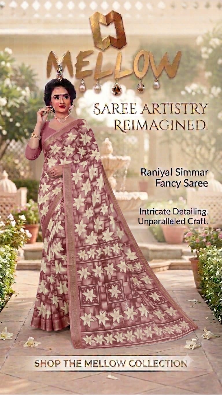 RANIYAL SIMMER FANCY SAREE- BROWN