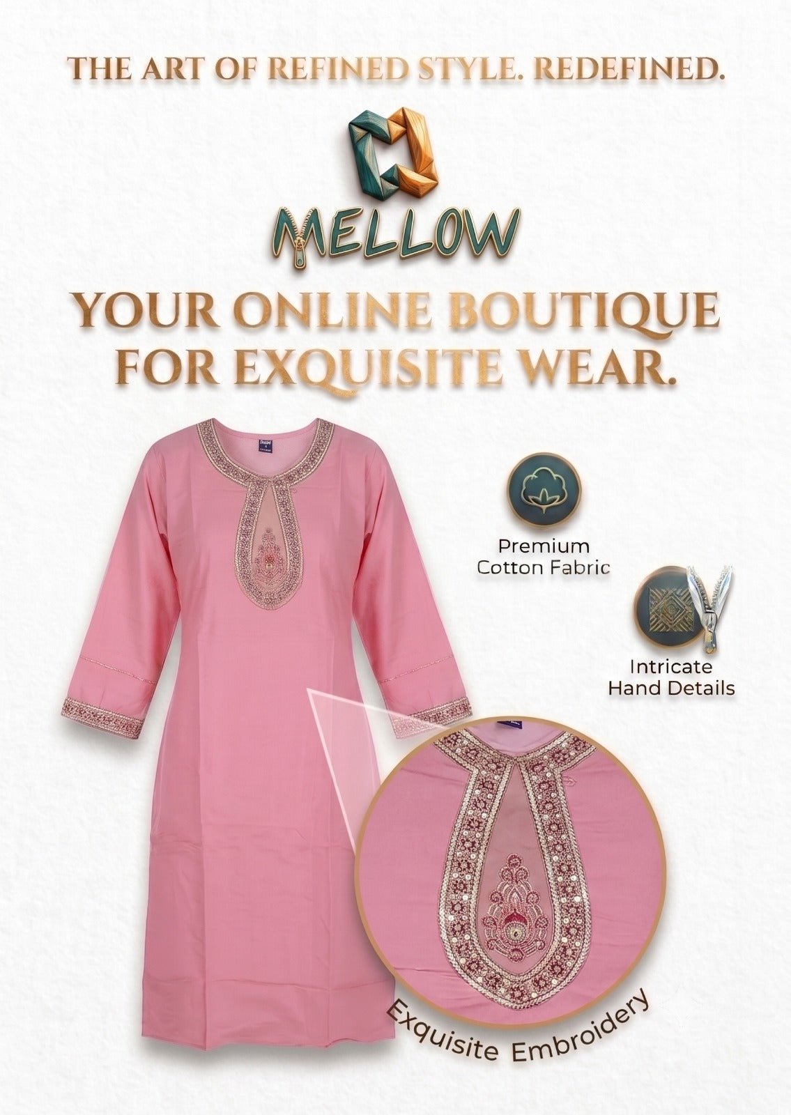 Premium Cotton Kurta - Pink